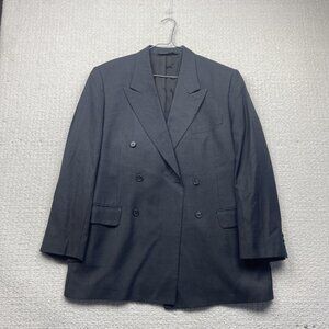 Jack Victor Montreal Lozzi CT Double Breasted Blazer Sz 42R Dark Blue Plaid